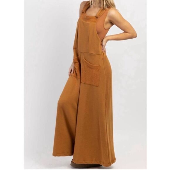 Bucket List Moxie Relaxed Cotton Jumpsuit Size Large Wide Leg - Picture 1 of 12